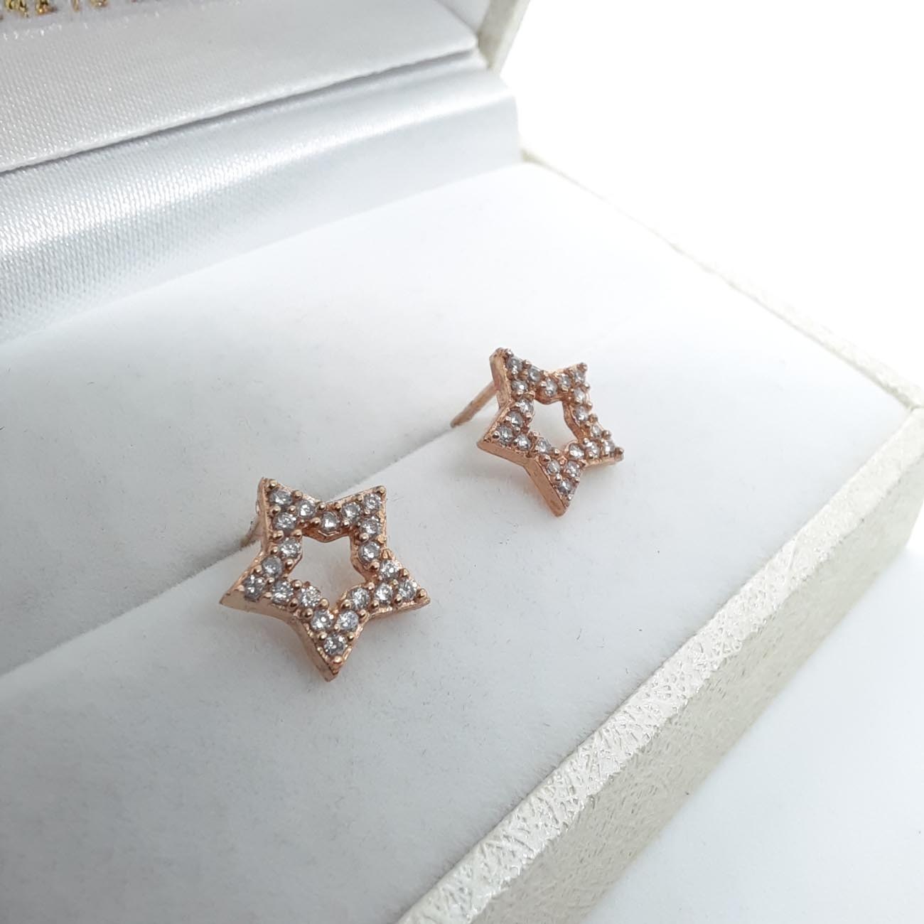 Σκουλαρίκια αστέρια ασήμι απόχρωση ROSEGOLD 