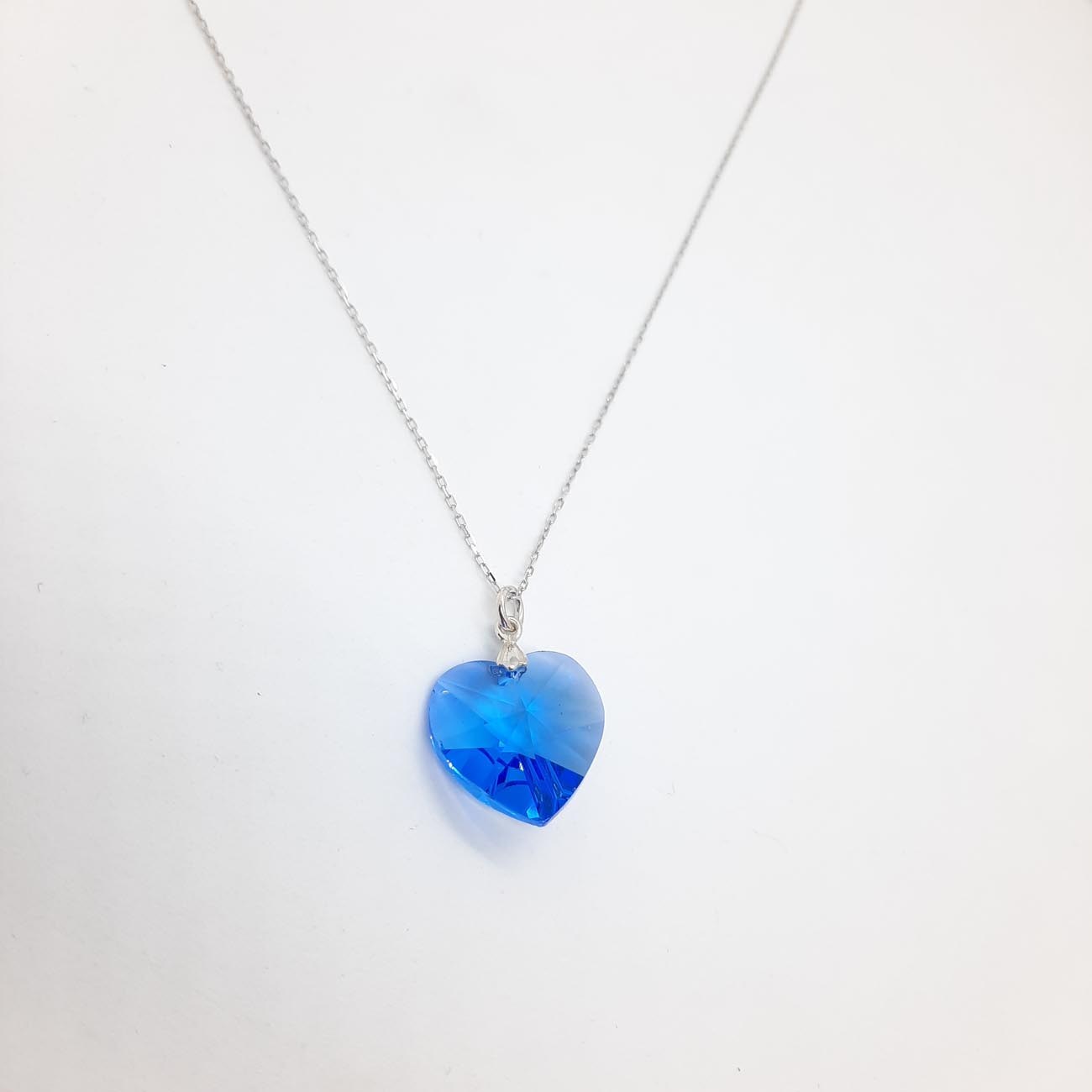 Κολιέ ασήμι καρδιά dark blue crystal