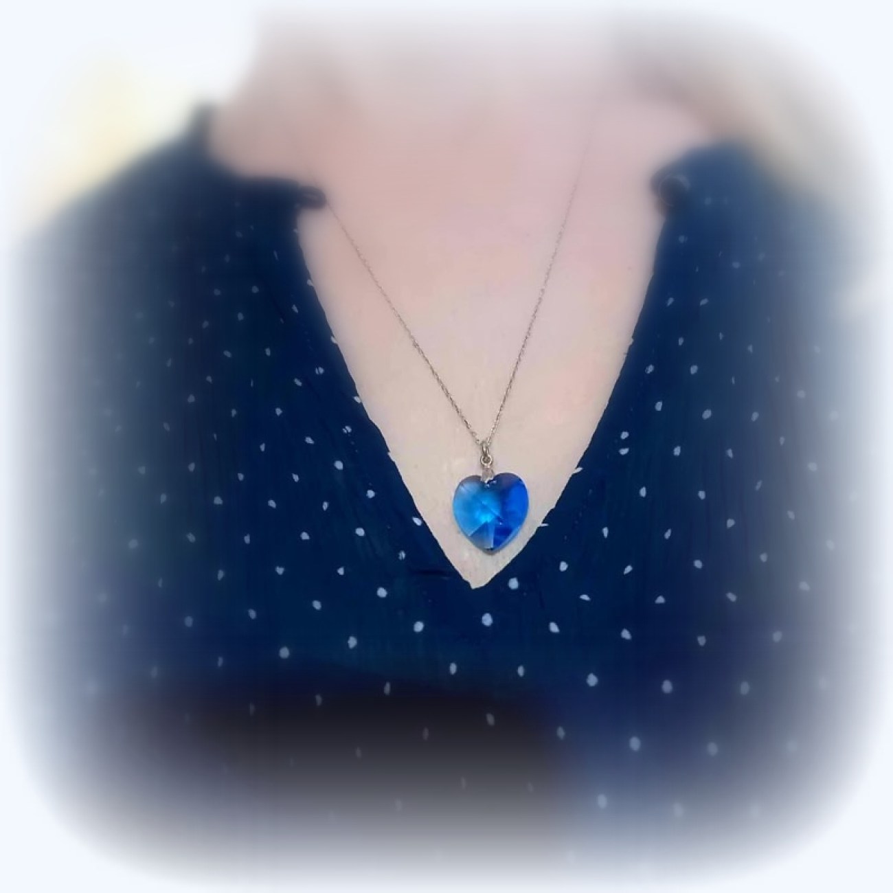 Κολιέ ασήμι καρδιά dark blue crystal